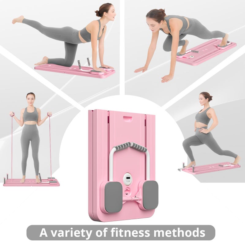 JANUA Pilates Board Reformer Set, 5 in 1 Multi-Purpose Foldable Pilates Sliding Board for Home, Pink - Image 2