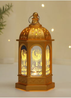 ماركة غير محددة فانوس رمضان، ديكور رمضان كبير، فانوس شمعة ذهبي برونزي عتيق 7*7*13.5، مصباح رمضان معلق مناسب للمنزل، الطاولة، الزفاف، الحفلات، ذهبي برونزي  - Image 2