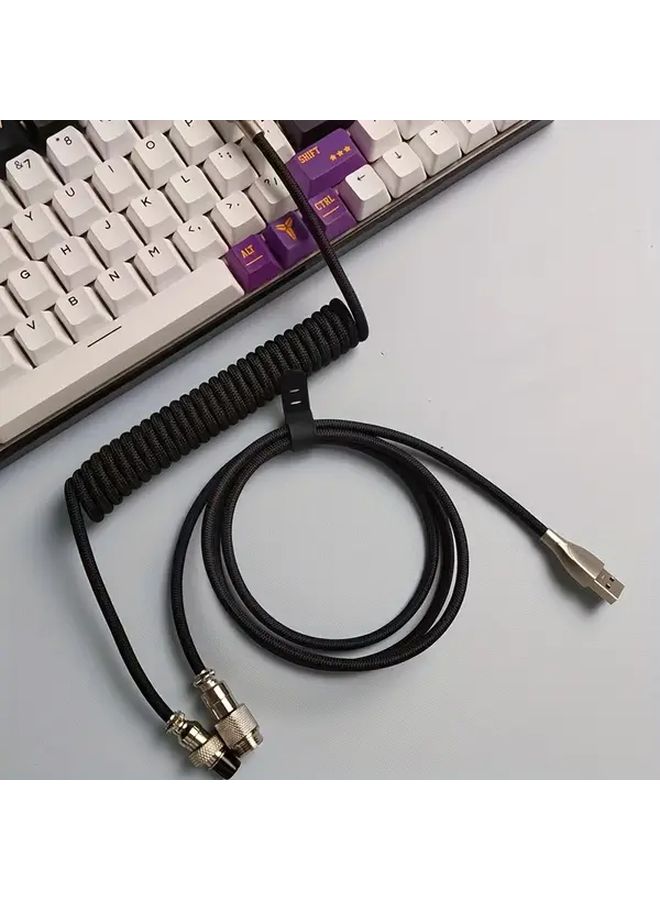 كابل USB من النوع A إلى C مجدول أبيض ملتف للوحة مفاتيح ميكانيكية 1.5 متر إكسسوار للألعاب - Image 2