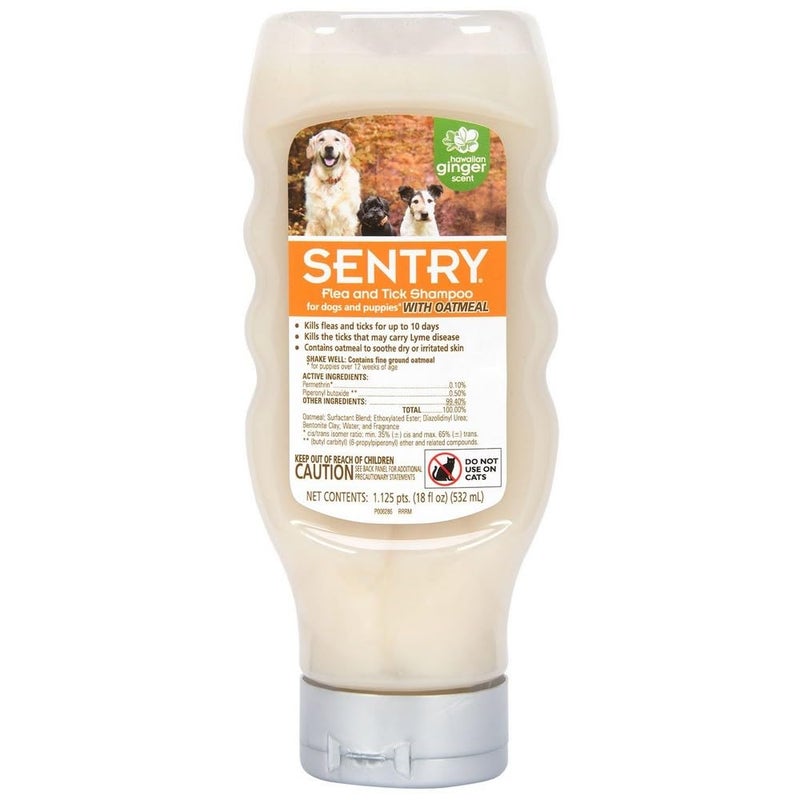 SENTRY Oatmeal Flea and Tick Shampoo for Dogs, Rid Your Dog of Fleas, Ticks, and Other Pests, Hawaiian Ginger Scent, 18 oz - Image 1