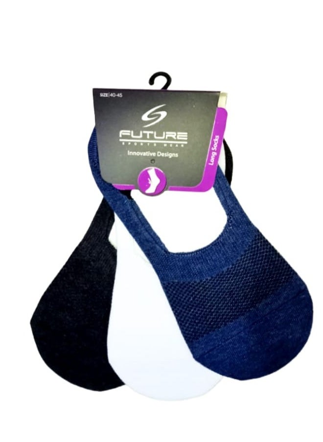 Future future socks invisble blue-white-grey pack of 3 cotton  - Image 1