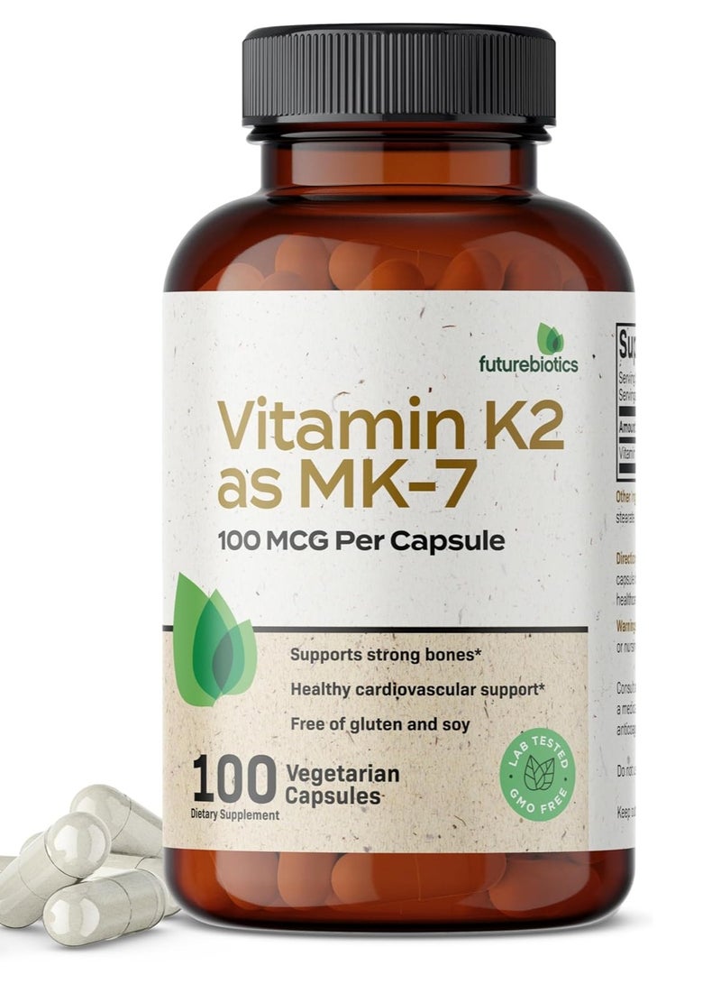 Future Biotics Futurebiotics, Vitamin K2 as MK-7, 100 mcg, 100 Vegetarian Capsules - Image 1