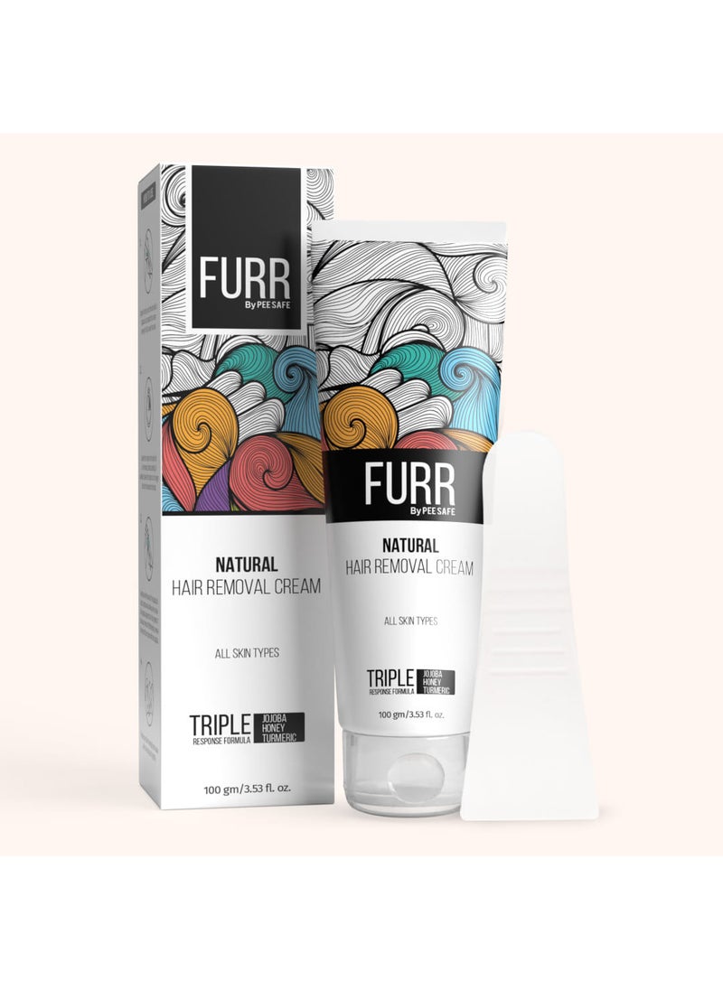 Furr - Furr Natural Hair Removal Cream, Triple response formula, Honey & Jojoba & Turmeric, for all skin types, 100 gm - Pack of 2 - Image 1