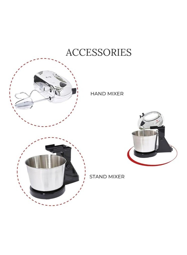 MEBASHI 7-Speed Stainless Steel Bowl Mixer with One-Touch Beater Ejection – 2L Capacity(BWM1602SS)(150W) - Image 4