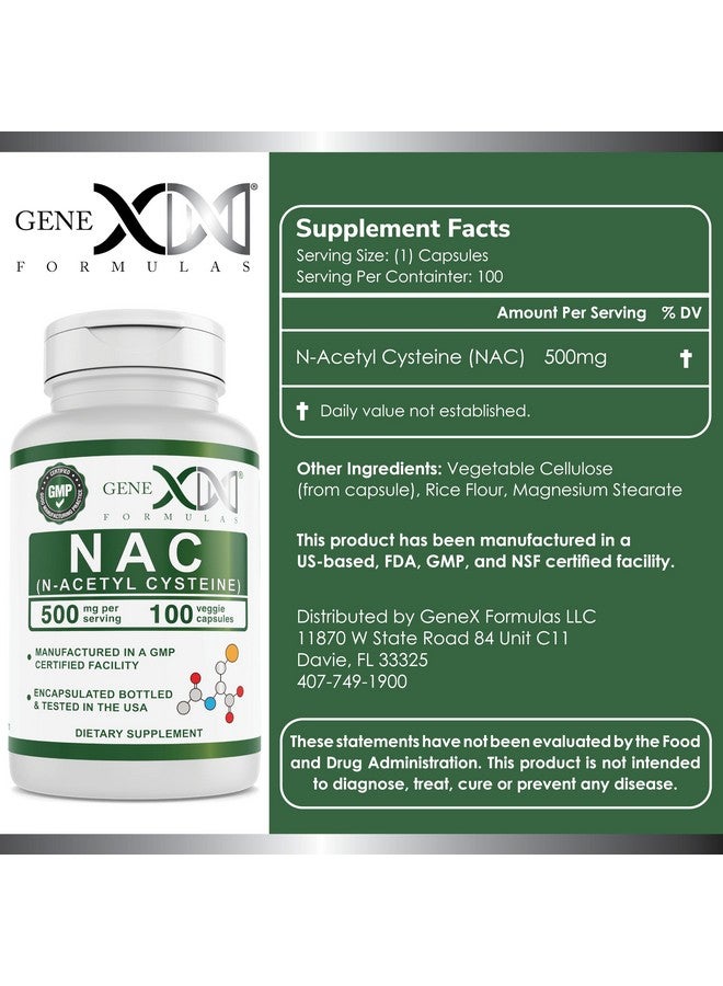 Genex Formulas NAC 500mg (100 Capsules) N-Acetyl Cysteine, Supports Liver Health - Non-GMO, Gluten Free, Vegan (3 Month Supply) - Image 2