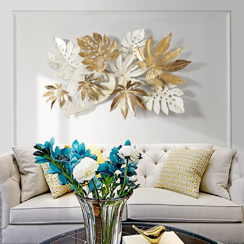 RHD RHD Wall Decor White Chinese Leaf for Home Decoration Decorative Showpiece for Living Room Wall Shelf Home Office Decoration Size 40 02 28 in W232WHITECHINESSLEAF  - Image 1