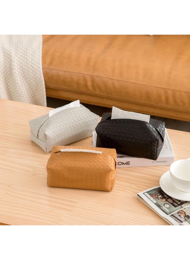 Beauenty 2PCS PU Leather Tissue Box Cover for Living Room, Tissue Holder for Bathroom Bedroom Office, Facial Tissue Case for Home (Black) - Image 4