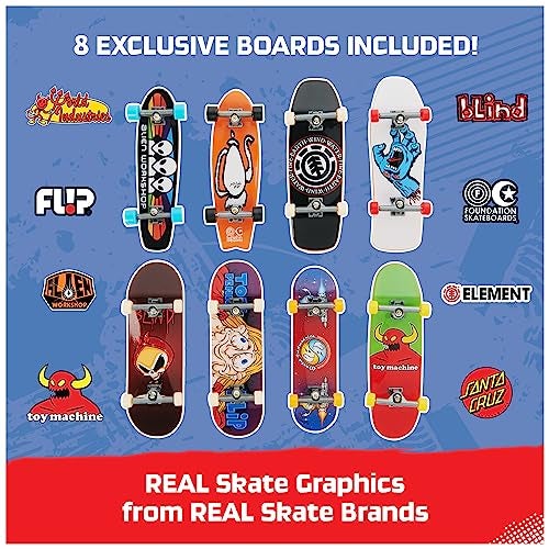 Tech Deck, 25th Anniversary 8-Pack Fingerboards with Exclusive Figure, Collectible and Customisable Mini Skateboards, Kids’ Toys for Ages 6 and up - Image 2