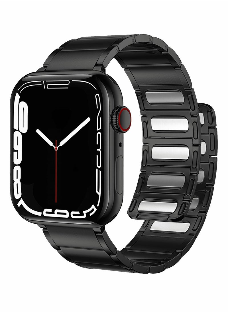 Excefore - Metal Straps Compatible with Apple Watch 45mm/44mm, Magnetic Metal iWatch Replacement Bands - Image 1