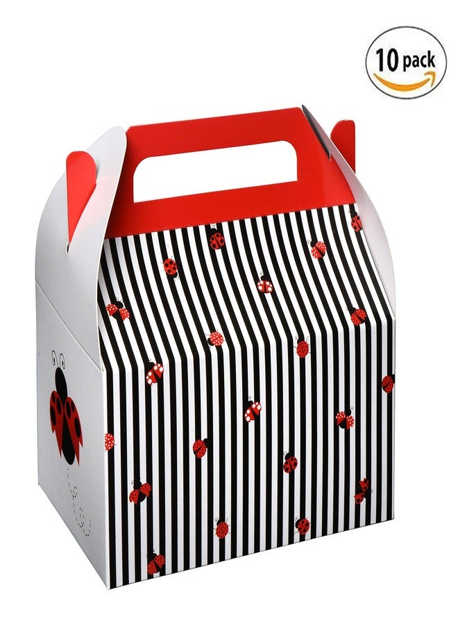 Hammont Paper Treat Boxes - (10 Pack - Party Favors Treat Container Cookie Boxes Cute Designs Perfect for Parties and Celebrations 6.25" x 3.75" x 3.5" (Ladybug - Image 3
