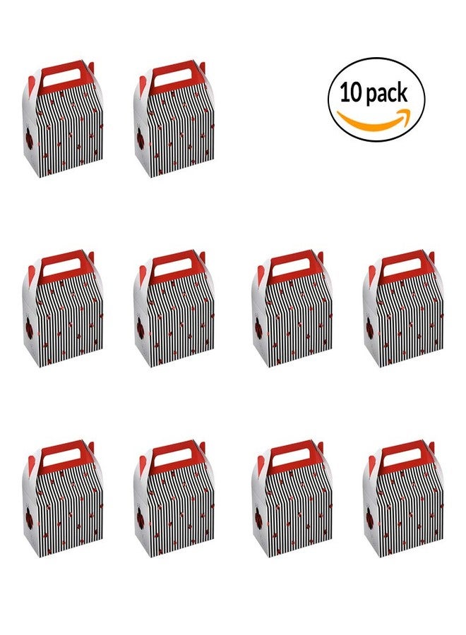 Hammont Paper Treat Boxes - (10 Pack - Party Favors Treat Container Cookie Boxes Cute Designs Perfect for Parties and Celebrations 6.25" x 3.75" x 3.5" (Ladybug - Image 4