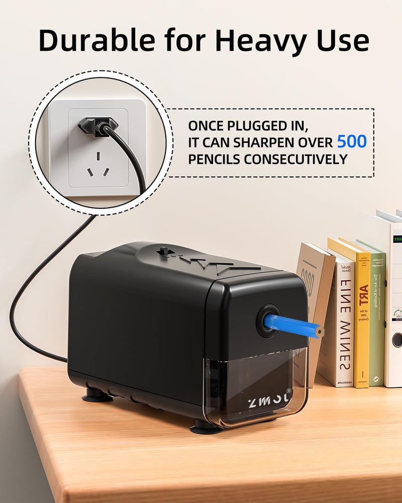 Zmol Electric Pencil Sharpener for Classroom, Heavy Duty Pencil Sharpener for Colored Pencils, Auto Stop Super Sharp & Fast, Pencil Sharpeners Plug in for 6.5-8 mm Home - Image 5
