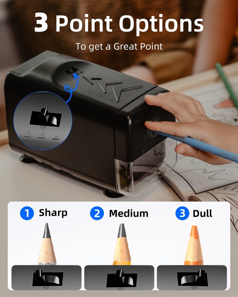 Zmol Electric Pencil Sharpener for Classroom, Heavy Duty Pencil Sharpener for Colored Pencils, Auto Stop Super Sharp & Fast, Pencil Sharpeners Plug in for 6.5-8 mm Home - Image 3