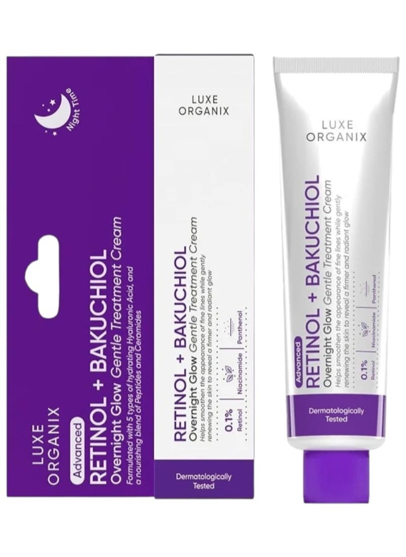 LUXE ORGANIX Retinol + Bakuchiol Overnight Glow Gentle Treatment Cream - 30g 
