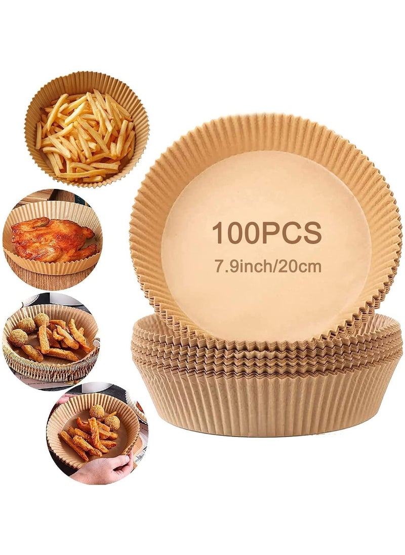 Toko - 100 Pc Air Fryer Round Paper Liners - Air Fryer Paper 20 Cm | Non Stick 7.9 Inch Air Fryer Disposable Paper Liner | Air Fryer Liner Parchment Paper for Air Fryer | Round Air Fryer Liners - Image 1
