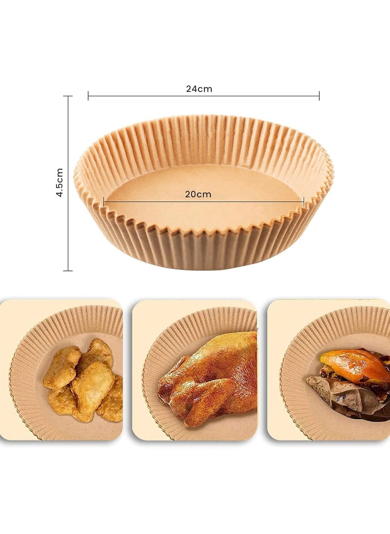 Toko - 100 Pc Air Fryer Round Paper Liners - Air Fryer Paper 20 Cm | Non Stick 7.9 Inch Air Fryer Disposable Paper Liner | Air Fryer Liner Parchment Paper for Air Fryer | Round Air Fryer Liners - Image 1