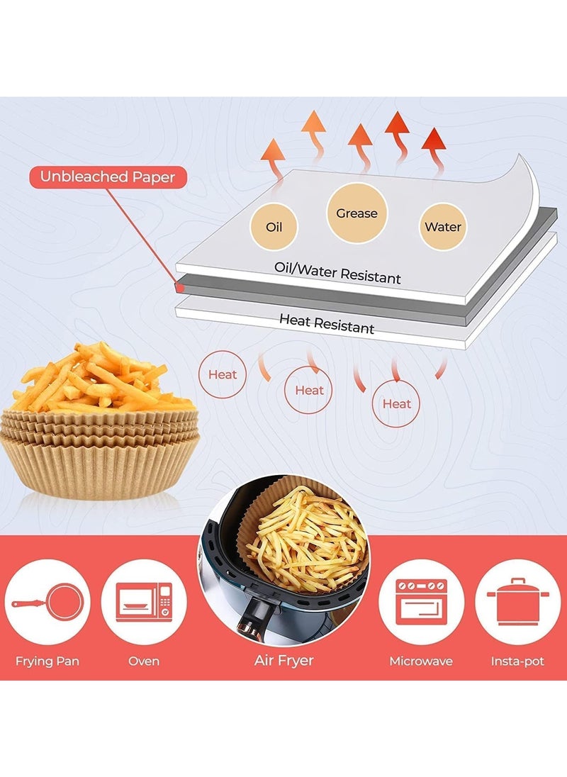 Toko - 100 Pc Air Fryer Round Paper Liners - Air Fryer Paper 20 Cm | Non Stick 7.9 Inch Air Fryer Disposable Paper Liner | Air Fryer Liner Parchment Paper for Air Fryer | Round Air Fryer Liners - Image 1