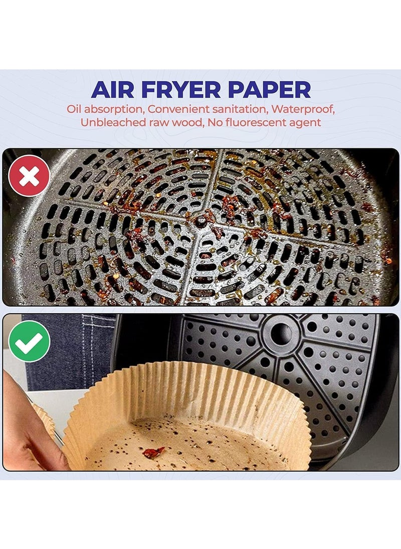 Toko - 100 Pc Air Fryer Round Paper Liners - Air Fryer Paper 20 Cm | Non Stick 7.9 Inch Air Fryer Disposable Paper Liner | Air Fryer Liner Parchment Paper for Air Fryer | Round Air Fryer Liners - Image 1
