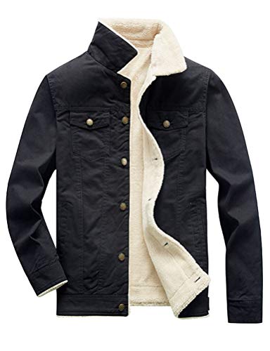 DSDZ Mens Classic Winter Fur Fleece Lined Thick Warm Trucker Jacket Black Tag L - Image 2