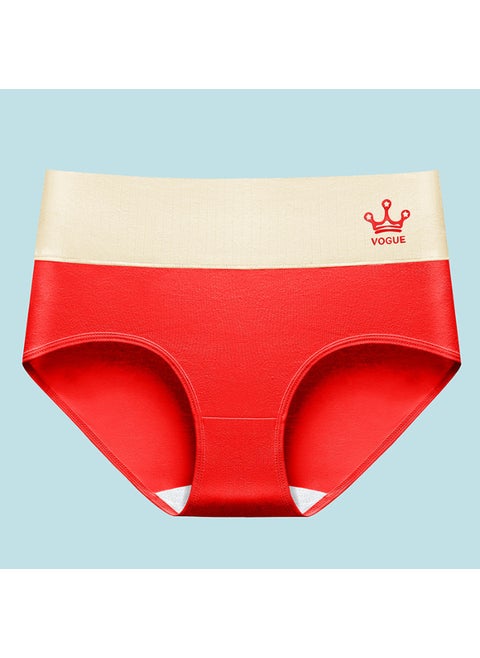 Japanese Style Plus Size Soft Breathable Seamless Mid Waist Cotton Underpants Womens Comfortable Triangle Panties Lifting Up red