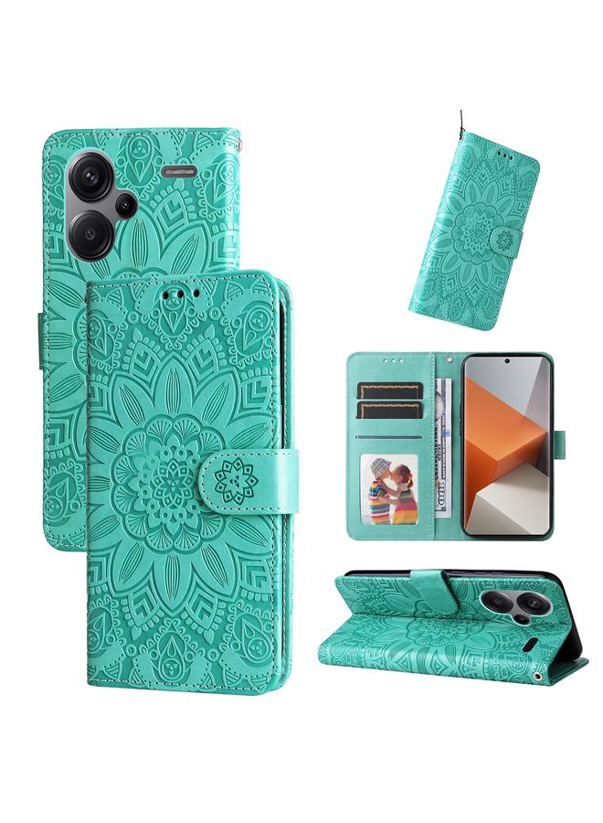 Case For Xiaomi Redmi Note13 Pro+ 5G Global Embossed Sunflower Leather Phone Case