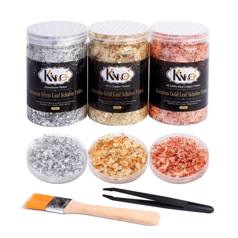Gold Leaf Flakes Kit 30g Gold Foil Gilding Flakes for Resin Jewelry MakingPainting Arts Crafts Nail ArtCraft