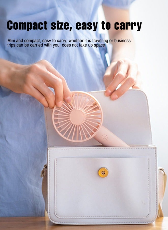 Portable Handheld Fan Multifunctional Small Electric Fan for Desk with Cell Phone Holder Base (Pink)  - Image 2
