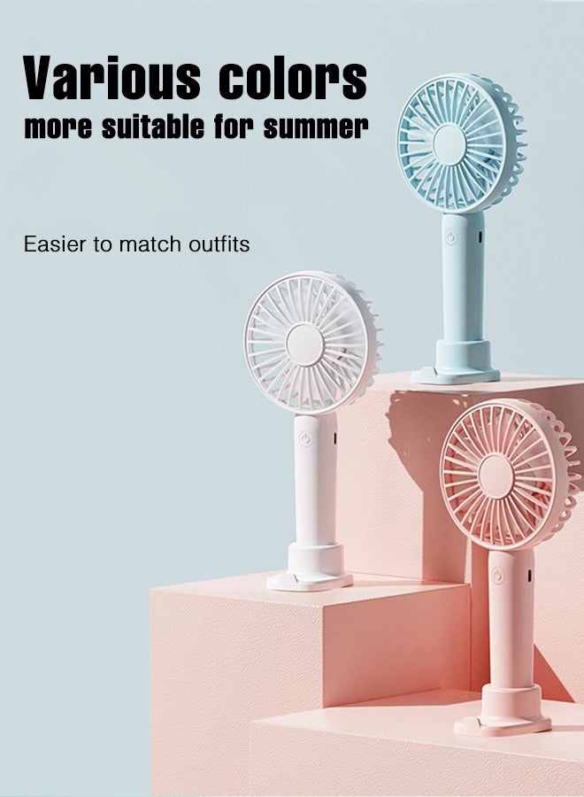 Portable Handheld Fan Multifunctional Small Electric Fan for Desk with Cell Phone Holder Base (Pink)  - Image 4