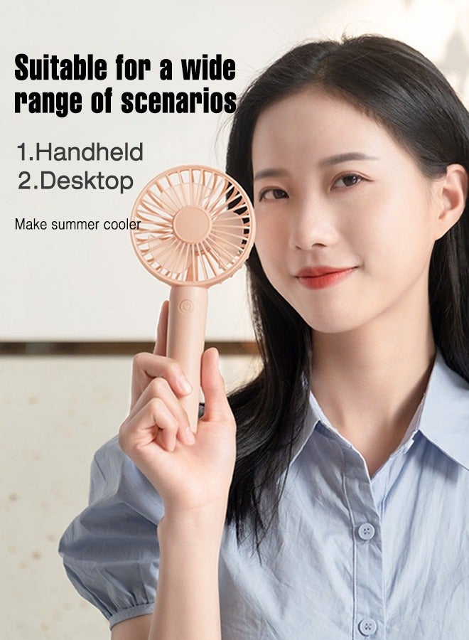 Portable Handheld Fan Multifunctional Small Electric Fan for Desk with Cell Phone Holder Base (Pink)  - Image 5