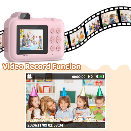MISIRUN Kids Camera Instant Print, Christmas Birthday Gifts Toys for Girls Boys Age 4 5 6 7 8 9 10 11 12 Years Old,1080P HD Dual Lens Selfie Digital Camera with 5 Rolls Print Paper Stickers Pens 32G Card - Image 5