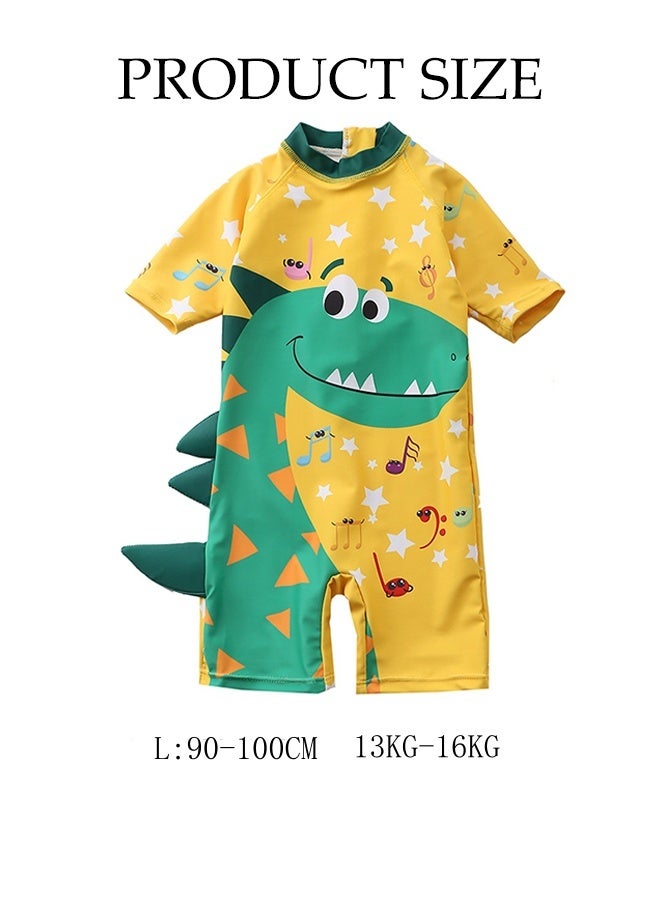 DUNISO Kids Swimsuit Set Toddler Kids Training Quick Dry Swimwear Children One Piece Short Sleeves Clothing Beachwear Suit Musical Note Dinosaur Print Toddler Boys Swimming Bathing Suit for Summer L - Image 4