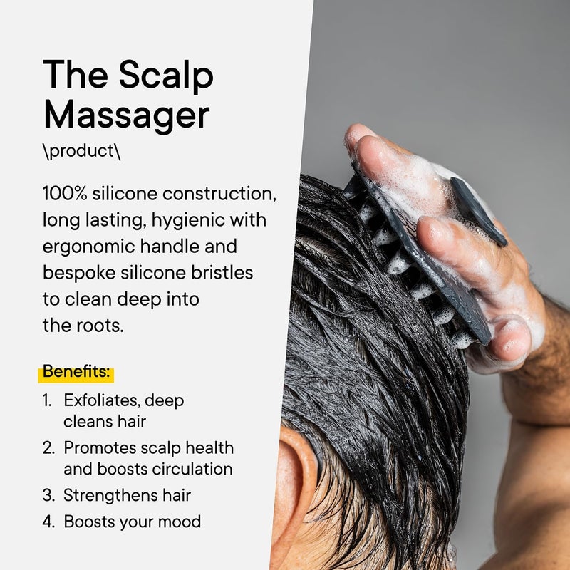 TOOLETRIES Scalp Scrubber - Silicone Exfoliating Hair Scrubber for Men, Bath & Shower Accessories - Durable Scalp Massager That Boosts Circulations & Strengthens Hair - Charcoal - Image 3