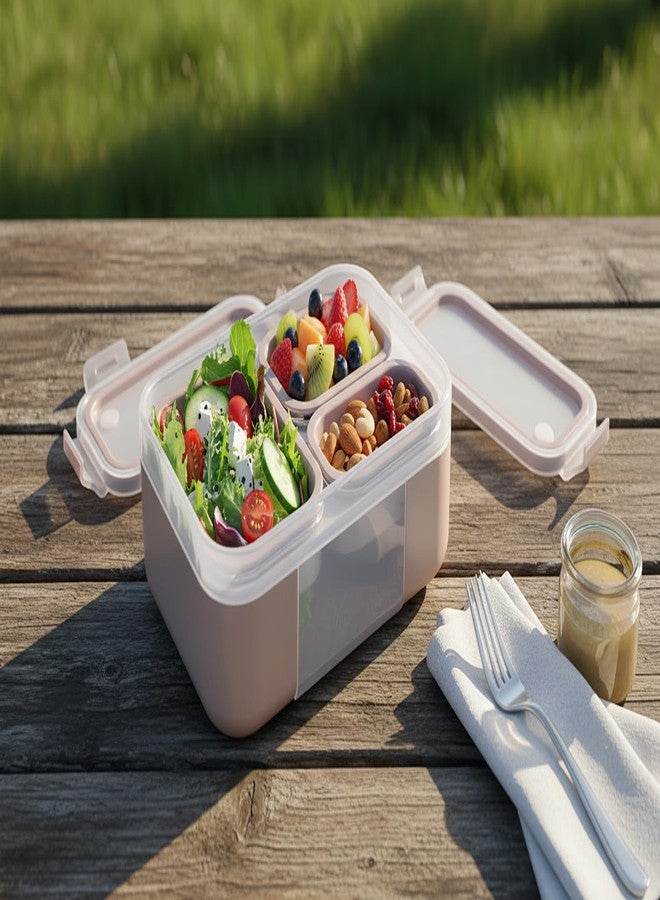 Gcrox Aspire 3 Compartment Stainless Steel Lunch Box Sealed Leakage Proof Lunch Box for Office School etc 800ml-Brown - Image 1