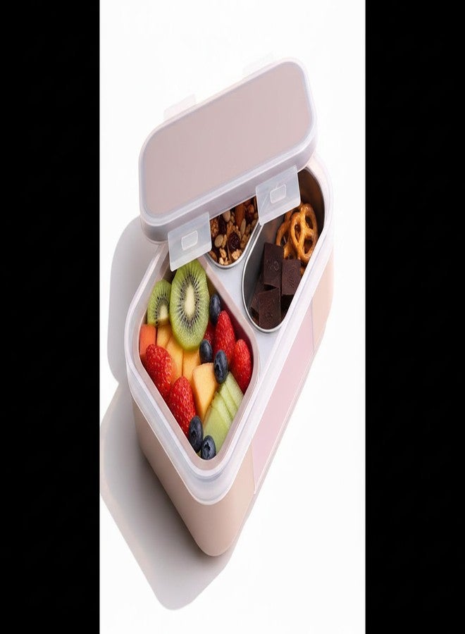 Gcrox Aspire 3 Compartment Stainless Steel Lunch Box Sealed Leakage Proof Lunch Box for Office School etc 800ml-Brown - Image 2