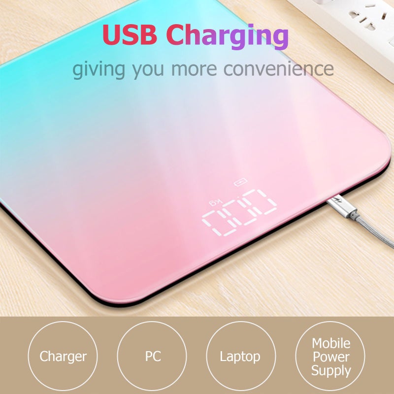 Smart Digital Scale Highly Accurate for Body Weight Bathroom Weight Scale with Extra-Wide Platform LED Screen USB Charging Slim Design - Image 4