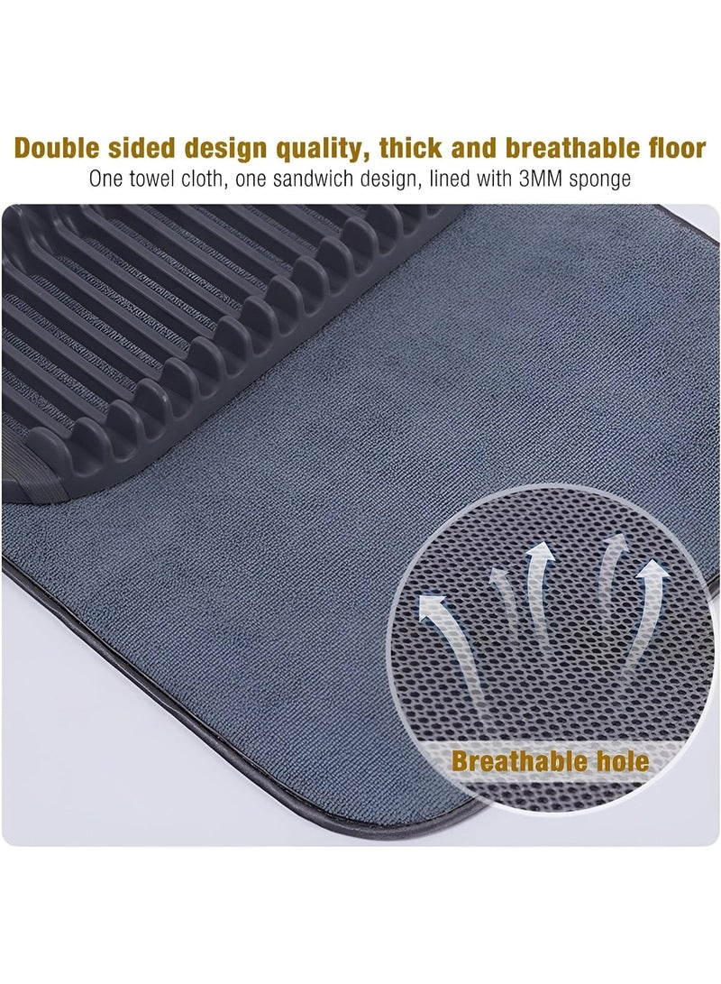 Foldable Dish Rack with Draining Tray and Quick Drying Microfiber Mat - Smart Design to Save Space and Dry Dishes and Cups Efficiently - Practical and Stylish Drying Rack for Kitchen Organization - Image 4