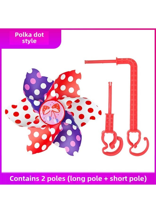 Colorful Rotating Windmill Children's Scooter Bicycle Stroller Decorative Pendant Small Windmill Outdoor Toys-Color:1 Long And Short Windmill - Image 1