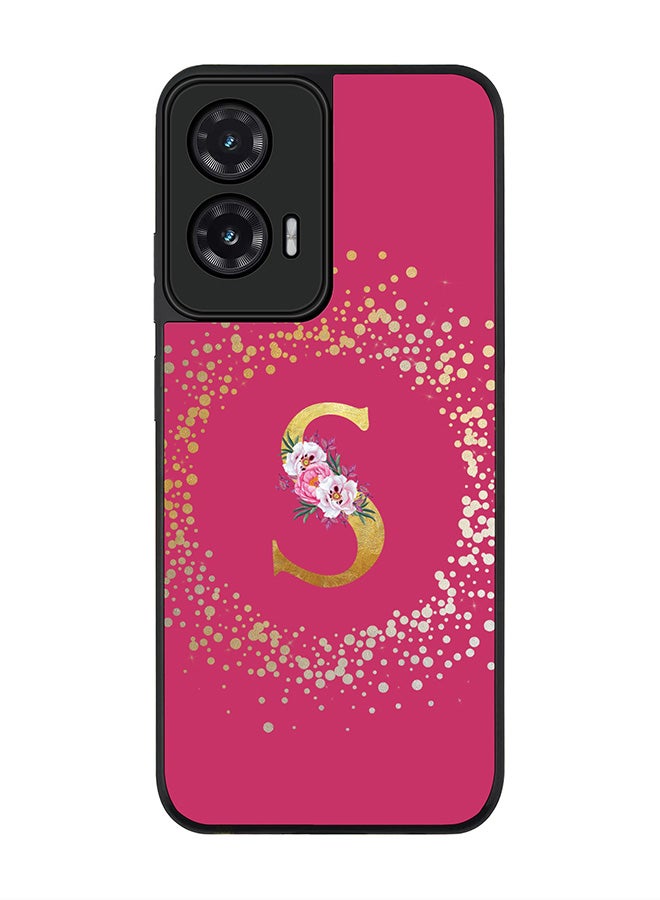 Stylizedd For Motorola Moto G35 Case,Slim fit Camera Protection, Shockproof Thin Phone cover  - Custom Monogram Floral - S ( Deep Pink )