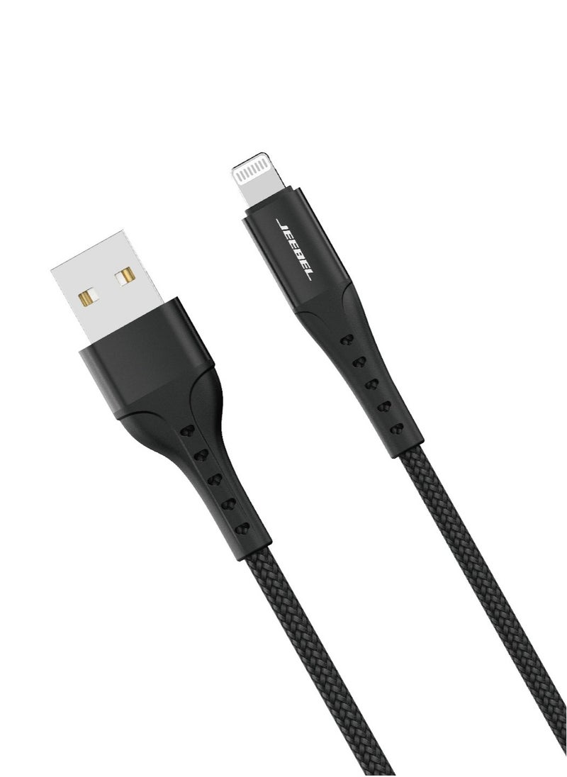 Jeebel - USB-LIGHTNING CABLE MFI CERTIFIED FABRIC HIGH QUALITY DURABLE CORD 2M - Image 1