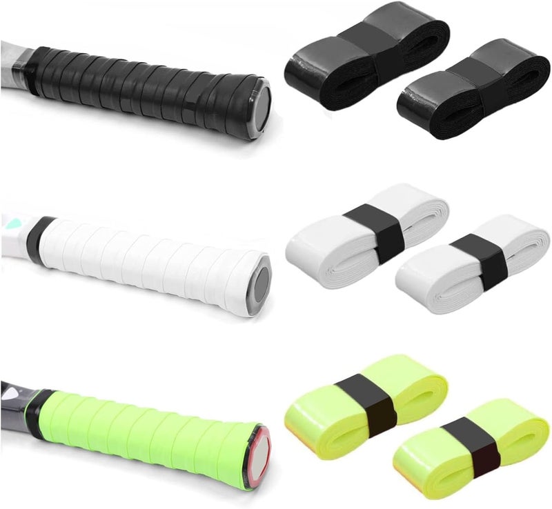 6 Pack Tennis & Badminton Racket Grip Tape, Absorbent Dry Feel Badminton Racket Grip Tape Overgrip Replacement for Squash Baseball Bat Softball Bat (3Colors) - Image 1