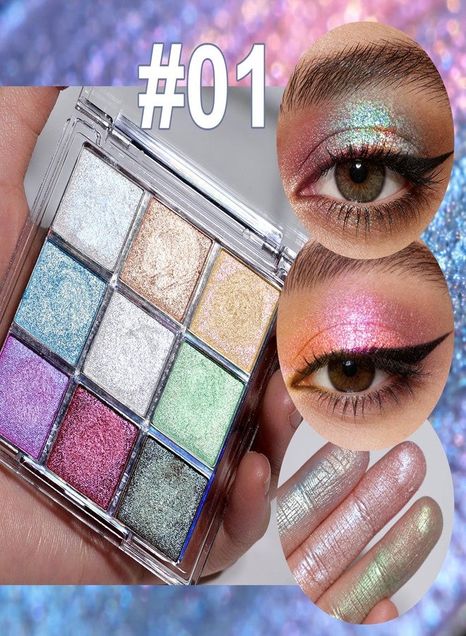 U-Shinein Chameleon Eyeshadow Palette with 9 Colors, Duochrome Multichrome Eyeshadow Waterproof and Sweatproof Perfect for Party and Stage Makeup Multi Chromatic Eyeshadow for Dramatic Looks 01 - Image 4