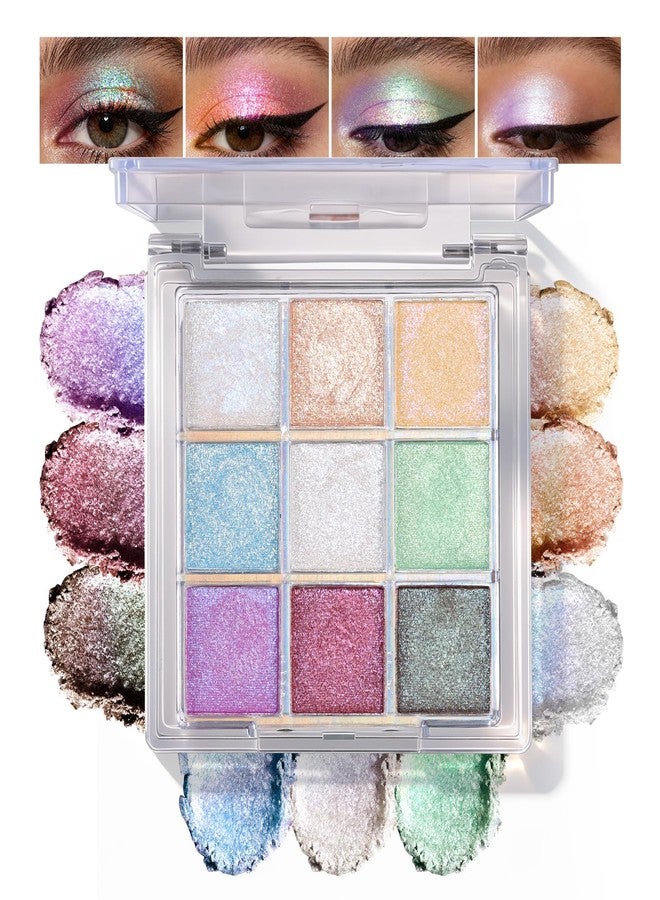 U-Shinein Chameleon Eyeshadow Palette with 9 Colors, Duochrome Multichrome Eyeshadow Waterproof and Sweatproof Perfect for Party and Stage Makeup Multi Chromatic Eyeshadow for Dramatic Looks 01 - Image 1