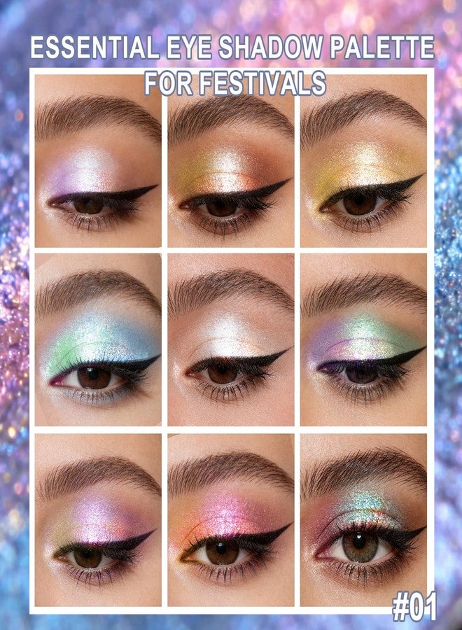 U-Shinein Chameleon Eyeshadow Palette with 9 Colors, Duochrome Multichrome Eyeshadow Waterproof and Sweatproof Perfect for Party and Stage Makeup Multi Chromatic Eyeshadow for Dramatic Looks 01 - Image 2