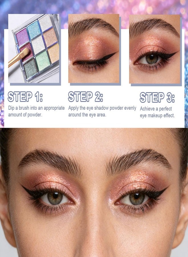 U-Shinein Chameleon Eyeshadow Palette with 9 Colors, Duochrome Multichrome Eyeshadow Waterproof and Sweatproof Perfect for Party and Stage Makeup Multi Chromatic Eyeshadow for Dramatic Looks 01 - Image 5