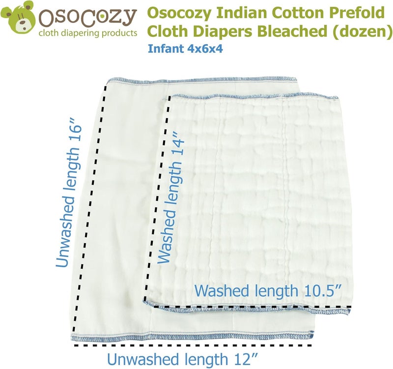 OsoCozy Prefold Cloth Diapers (1 Doz) - Soft, Absorbent, Durable - 100% Cotton - Image 3