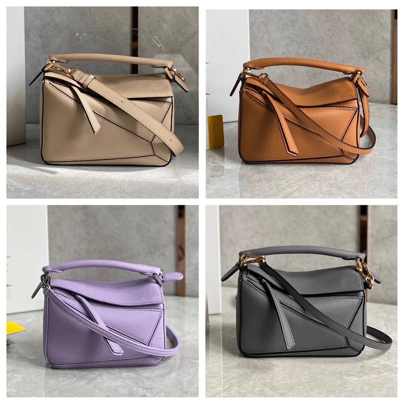 Puzzle Bag Geometric Stitching Shoulder Crossbody Handbag Mini Small Size Medium Genuine Leather Women'S Bag - Image 2
