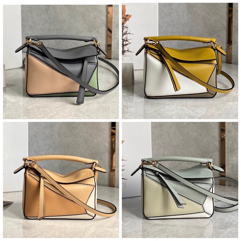 Puzzle Bag Geometric Stitching Shoulder Crossbody Handbag Mini Small Size Medium Genuine Leather Women'S Bag - Image 3