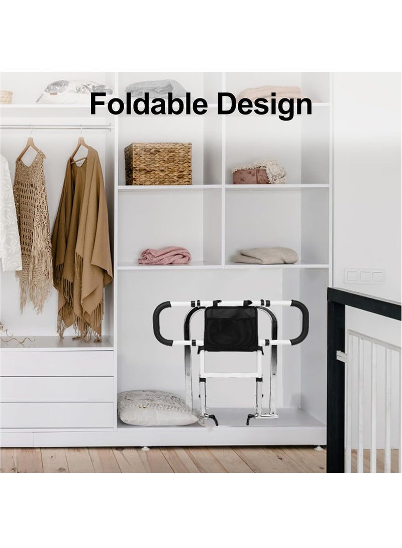 XiuWoo Bed Rail for Elderly Adults Safety, Bed Assist Rail with Adjustable Height Extendable Dual Side Handles, Bed Safety Rail with Motion Sensor Light for Senior and Surgery Patient - Image 2