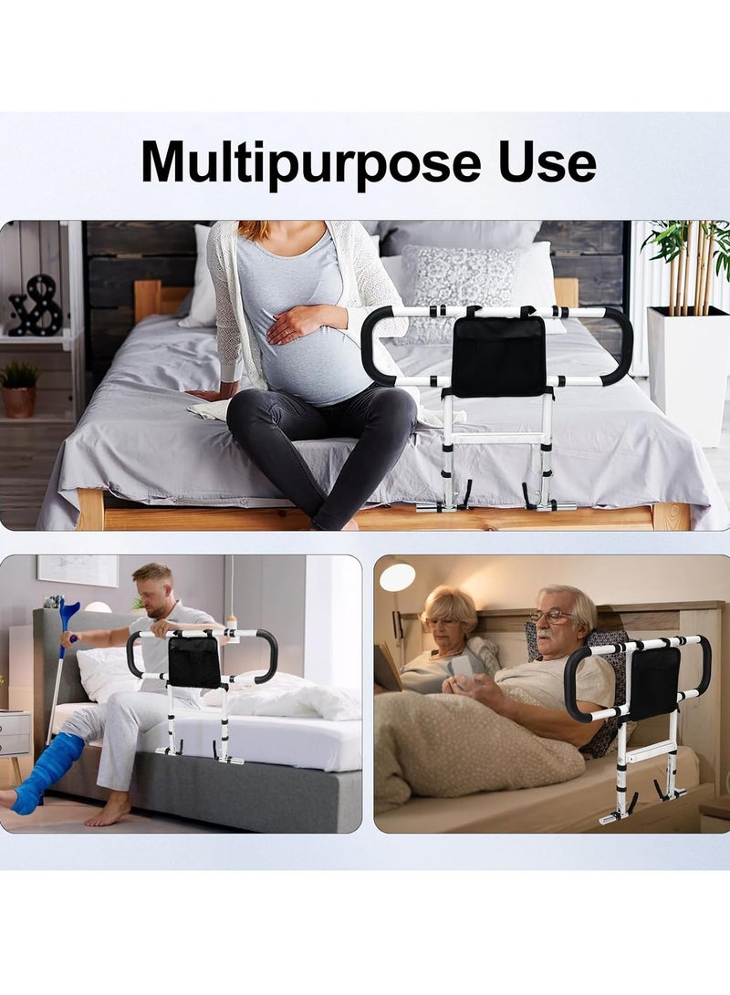 XiuWoo Bed Rail for Elderly Adults Safety, Bed Assist Rail with Adjustable Height Extendable Dual Side Handles, Bed Safety Rail with Motion Sensor Light for Senior and Surgery Patient - Image 4
