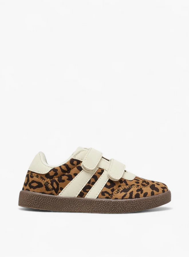 Flora Bella By Shoexpress Animal Print Sneakers with Hook and Loop Closure